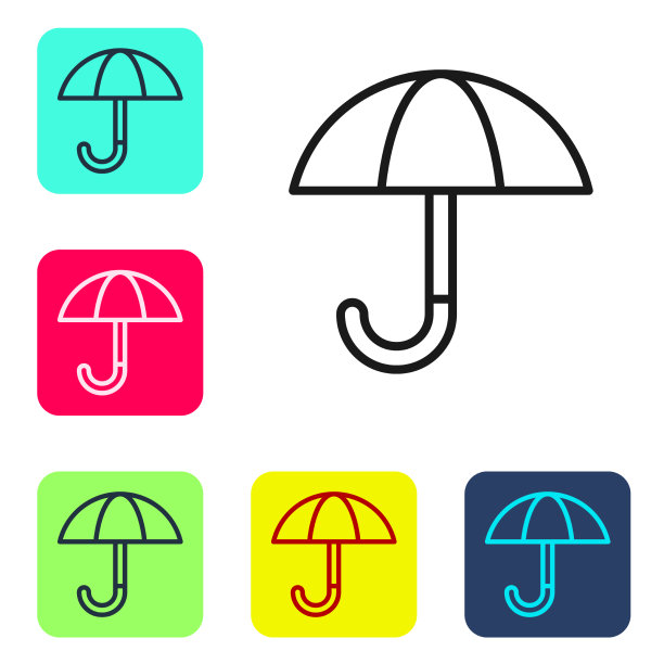 黑色线条经典典雅的开启伞图标图片下载