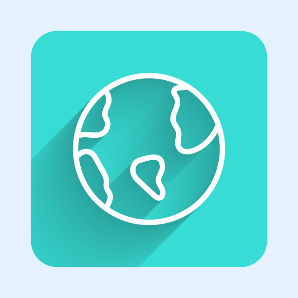 白线地球仪图标与长隔离图片下载