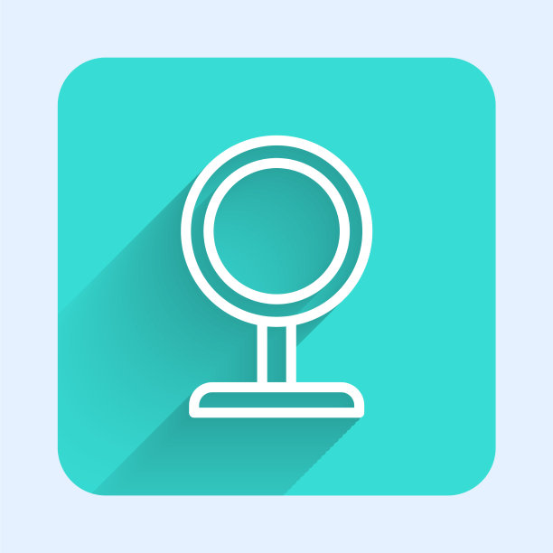 白线圆妆镜图标与孤立图片下载