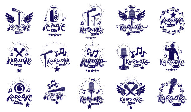 卡拉ok派对或俱乐部的标志和标志图片下载