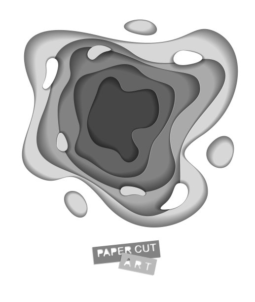 3d抽象灰色背景与剪纸形状图片下载