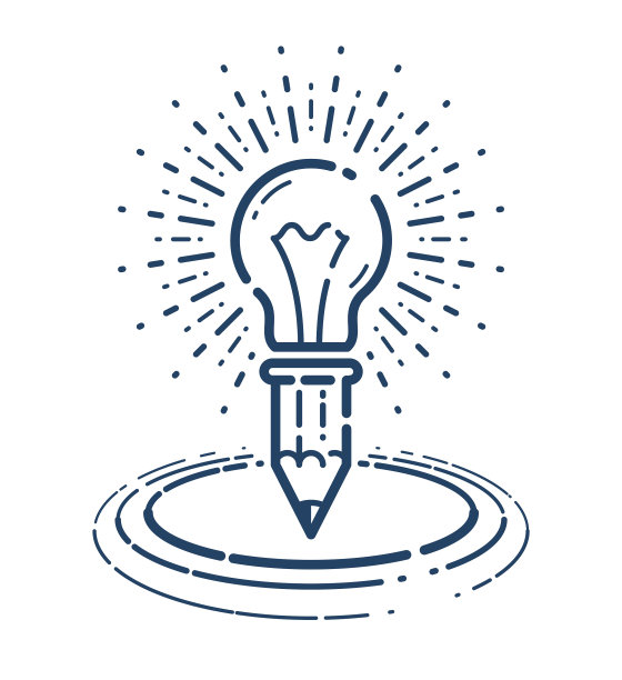 铅笔与灯泡简单的线性图标图片下载