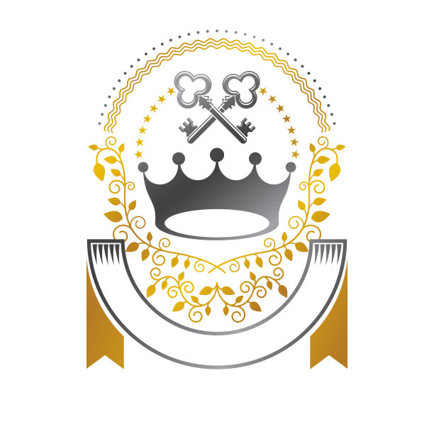 皇家皇冠徽章纹章设计元素复古图片下载