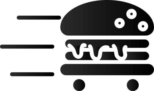 有轮子的汉堡送食物剪影图片下载