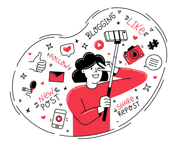 一名女博主用手机发视频图片下载