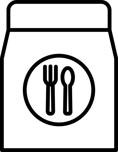 带餐叉和餐刀的纸袋送餐线图片下载