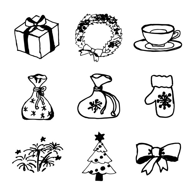 涂鸦细线艺术素描图标图片下载