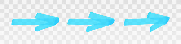 蓝色高亮箭头设置隔离透明背景。用记号笔突出描线。矢量手绘图形时尚元素图片下载