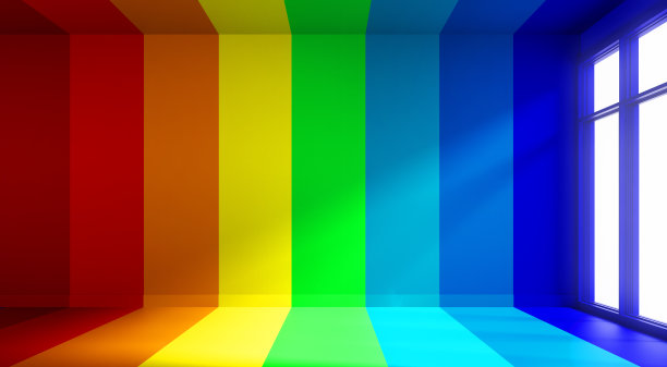 五彩缤纷的彩虹条纹和房间图片下载