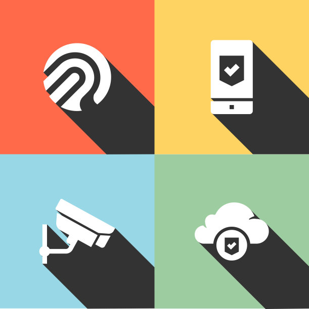 白色安全图标上的彩色背景图片下载