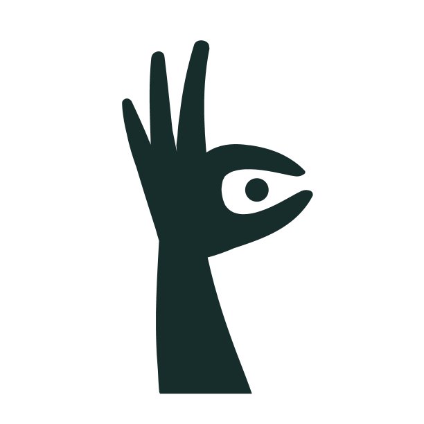 人的眼球在手ok手势草图矢量插图。好迹象。手绘的形象。图片下载