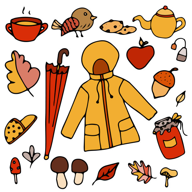 平直的秋色映衬着雨衣的形象图片下载