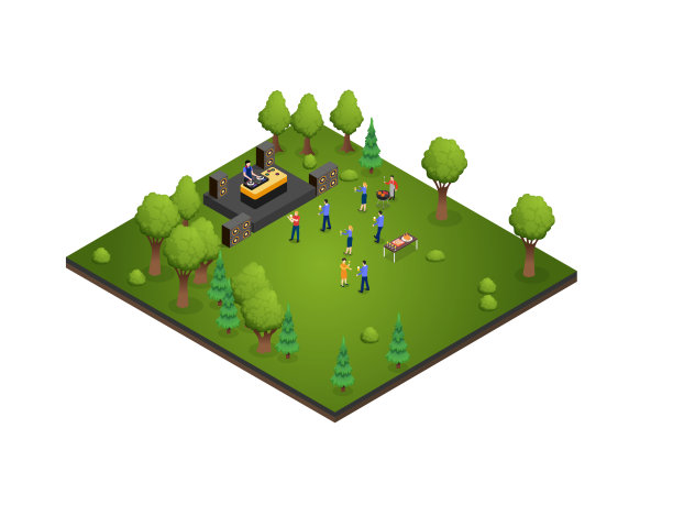 人们在公园里享受DJ的音乐图片下载