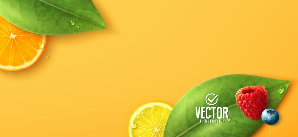 新鲜的夏季水果。黄色背景上的食物概念。图片下载