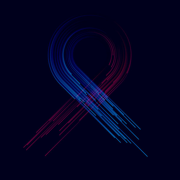 抽象的蓝紫渐变线在黑暗的背景。图片下载