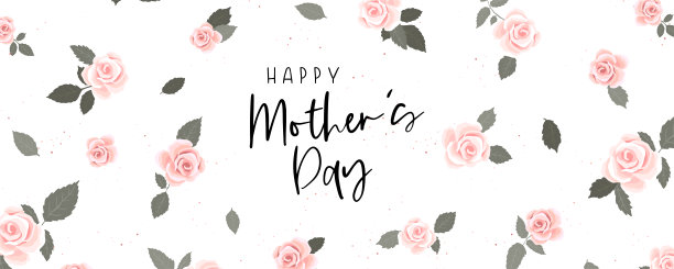 可爱的手绘母亲节设计，带有鲜花和文字的横幅图片下载