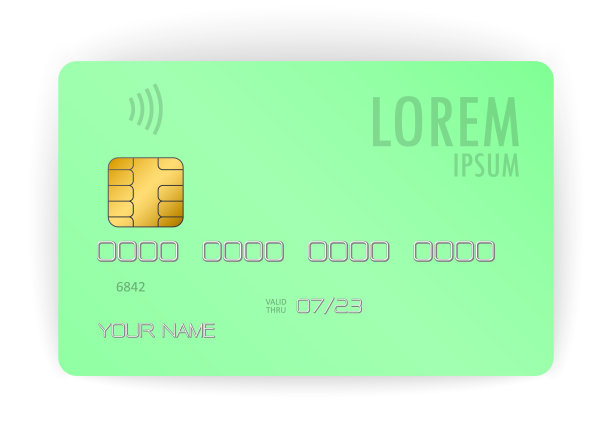 向量现实薄荷信用卡，现实电子卡用于支付在商店图片下载