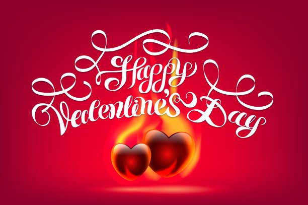 情人节节日图案设计。心形与文字。矢量插图。图片下载