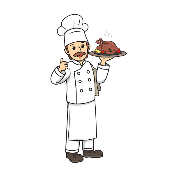 矢量插图的厨师，厨师孤立的白色背景。工作和职业概念。卡通人物。教育和学校孩子着色页，可打印，活动，工作表，抽认卡。图片下载