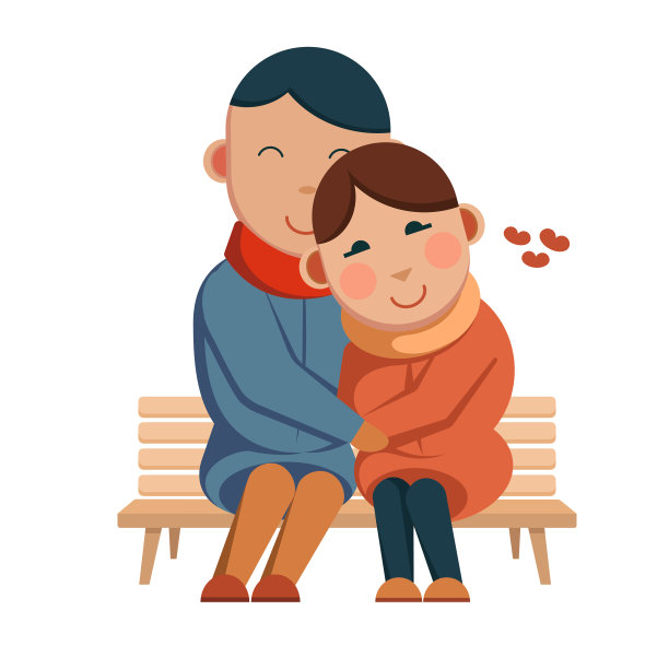 扁平风恩爱拥抱插画图片下载