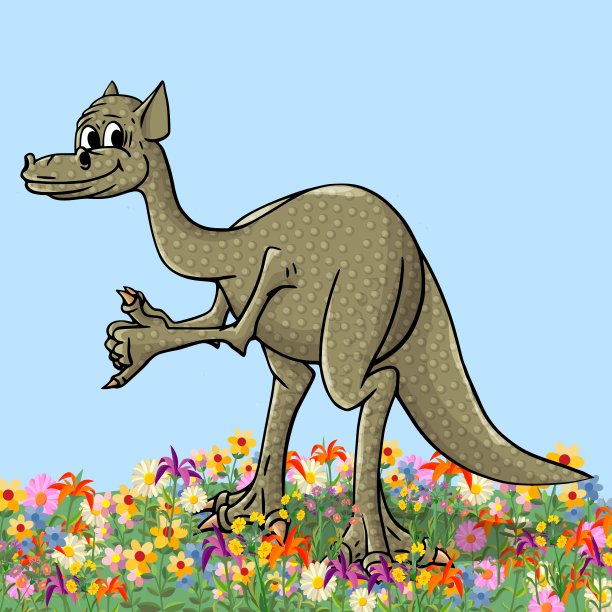 愉快，可爱，有翅膀的恐龙在白色的背景。图片下载