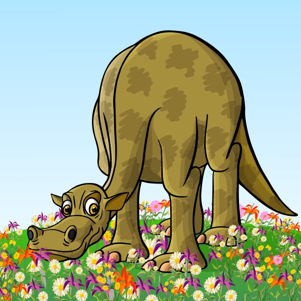 愉快，可爱，有翅膀的恐龙在白色的背景。图片下载