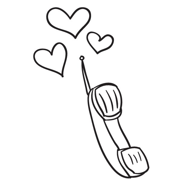 素描，电话接收器，着色书，卡通插图，白色背景上的孤立物体，矢量，图片下载