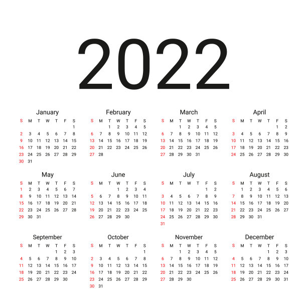 日历为2022年。矢量插图。模板一年计划。图片下载