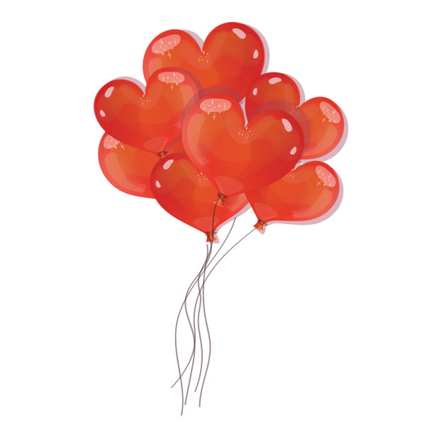 一堆红色心形气球孤立在图片下载