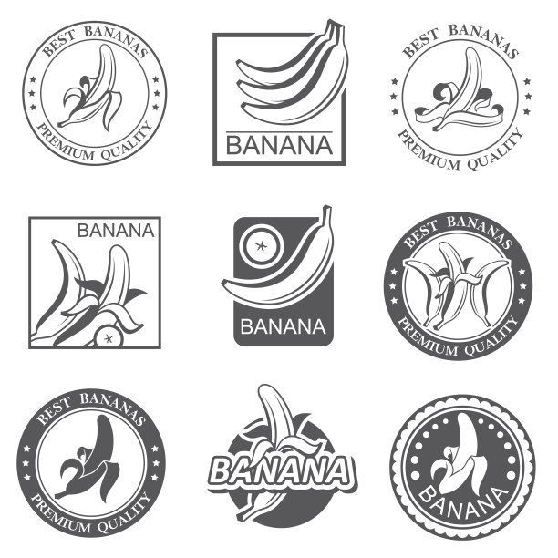 香蕉水果标签套装图片下载