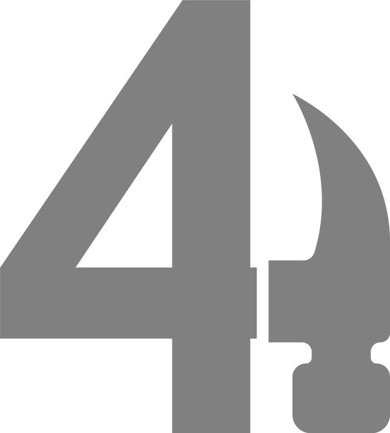 数字4和锤子组合图标标志设计图片下载