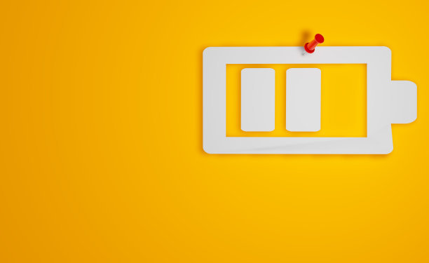 黄色背景上的电池符号图片下载