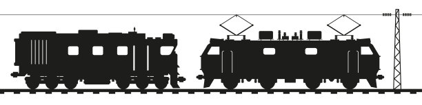 柴油机车和电力机车。平面矢量插图孤立在白色上图片下载