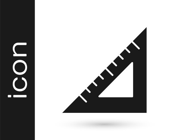 黑色三角形标尺图标孤立在白色背景上。直尺的象征。几何符号。向量图片下载