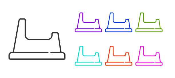 黑线婴儿便盆图标孤立在白色背景。便壶。设置图标彩色。向量图片下载