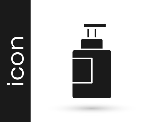 黑色洗手液瓶图标孤立在白色背景。消毒的概念。洗凝胶。卫生用的酒瓶。向量图片下载