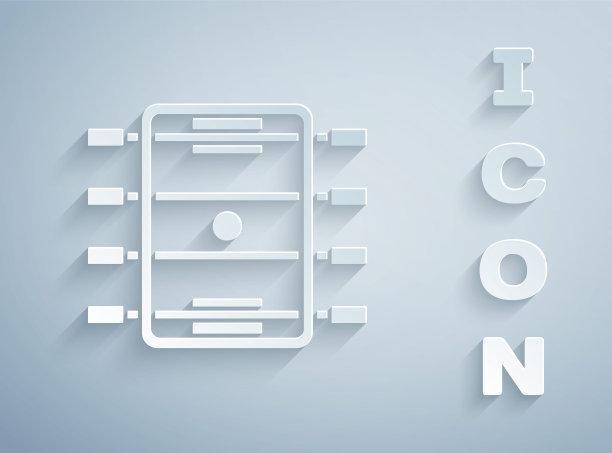 灰色背景上的纸艺冰球桌图标。桌上足球。纸艺风格。矢量图图片下载