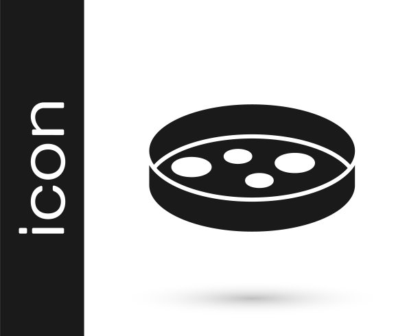 黑色培养皿，白色背景上分离出细菌图标。向量图片下载