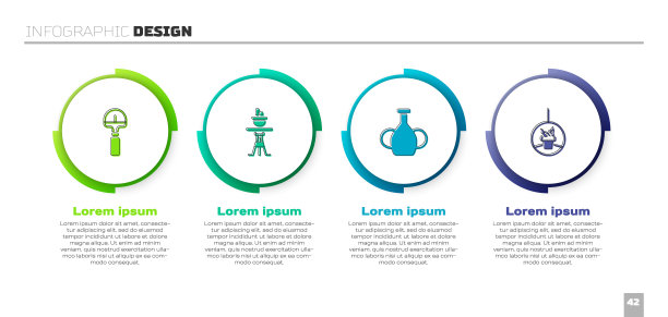 把铲子，植物放在桌子上的花盆里，花瓶和悬挂。业务信息模板。向量图片下载