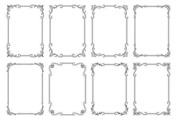 复古花框设置复古黑色线边框图片下载