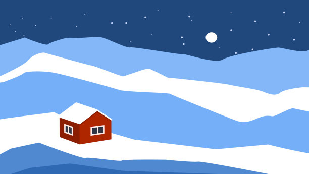 抽象极简的卡通冬季，圣诞雪山和松树林景观，风景。矢量插图图形纹理图片下载