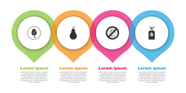 集叶或叶，梨，无包装的牛奶和有机化妆品。业务信息模板。向量图片下载