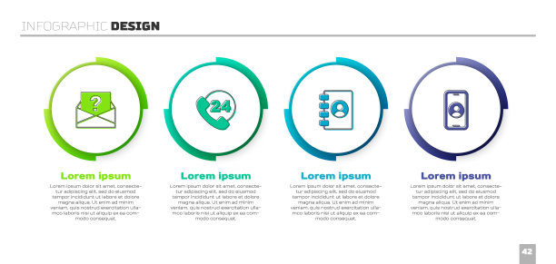 设置有问号的信封，24小时电话支持，通讯录和。业务信息模板。向量图片下载