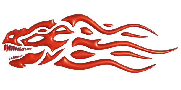 3d艺术与燃烧的彩色怪物的头图片下载