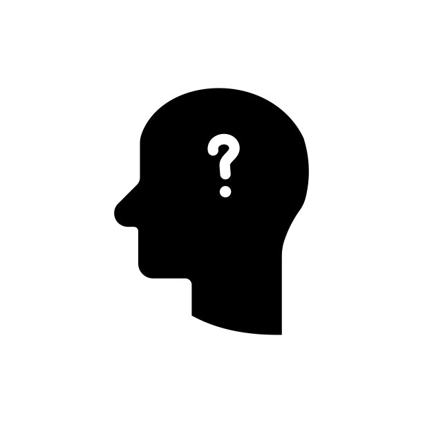 带有问号图标的黑色人头孤立在白色背景上。设置图标丰富多彩。矢量插图原图图片下载
