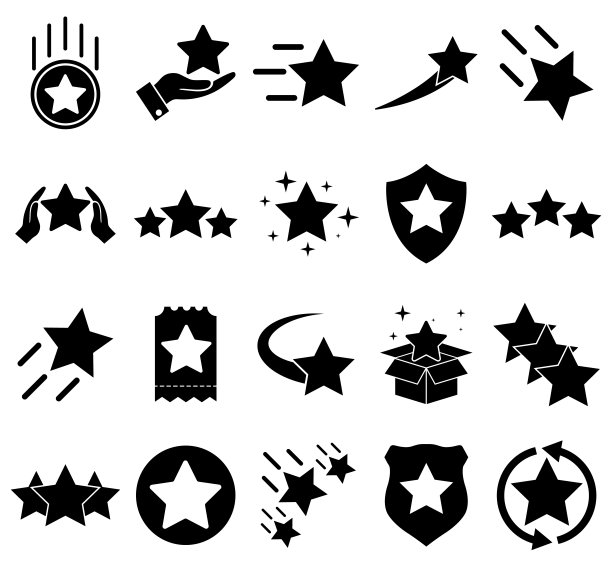 星星图标设置，排名，忠诚计划，星星，标志孤立在白色背景图片下载