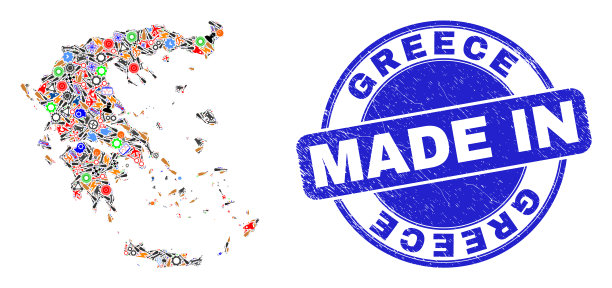 希腊地图和发展马赛克制作图片下载