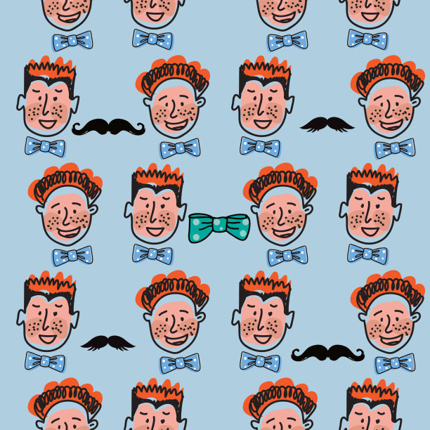 父亲节漫画无缝图案卡通风格。图片下载