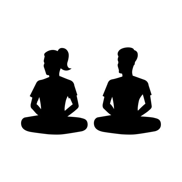 黑色剪影设计与孤立的白色背景夫妇沉思图片下载