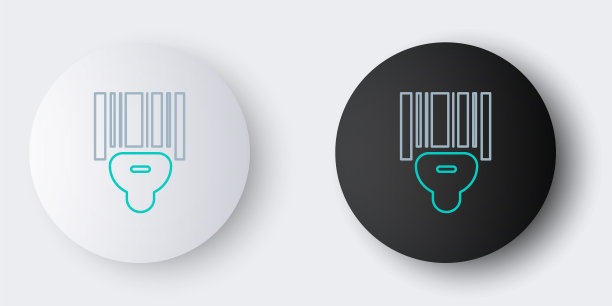 行扫描器扫描条码图标孤立在灰色背景。条形码标签贴纸。用棒材交货的标识。色彩斑斓的轮廓的概念。向量图片下载